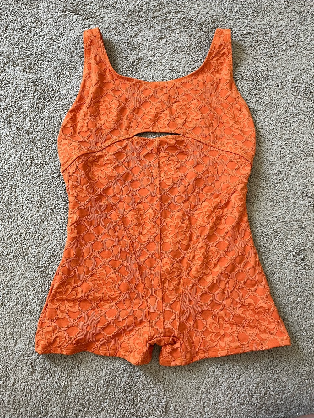FP Beach Orange Floral Lace Surf Suit